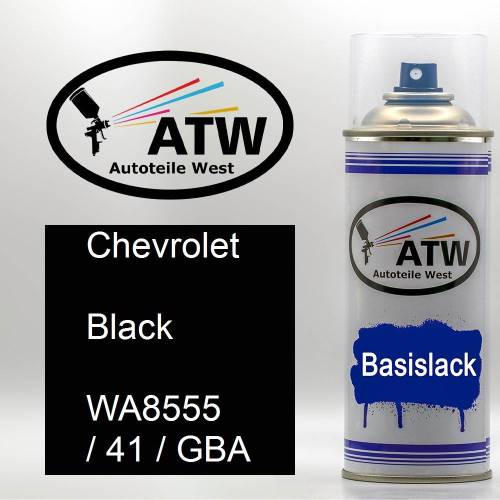 Chevrolet, Black, WA8555 / 41 / GBA: 400ml Sprühdose, von ATW Autoteile West.